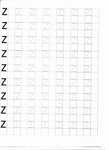Caligrafia - Letras pontilhadas: Letra Z para imprimir